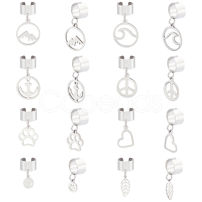 8 Pairs 8 Styles 304 Stainless Steel Cuff Earings EJEW-UN00005-1