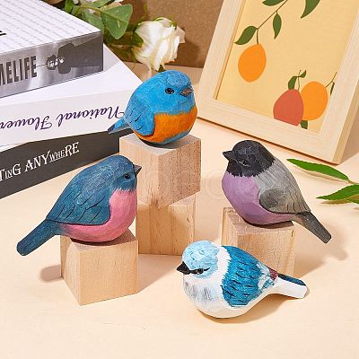 Wooden Pink Robin and Block Ornaments JX683A-1