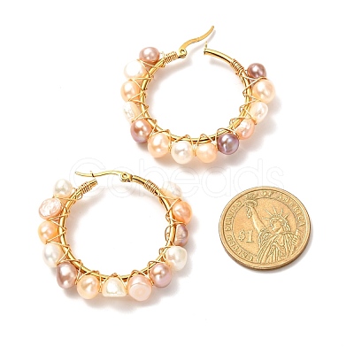 Vintage Natural Pearl Beads Earrings for Girl Women EJEW-JE04643-03-1