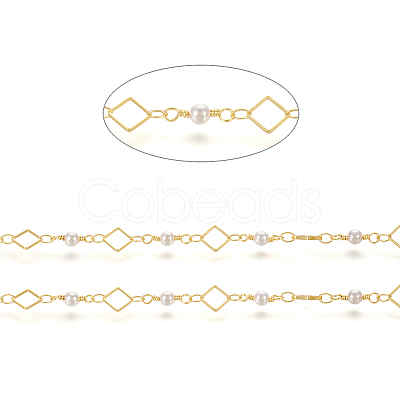 3.28 Feet Brass Handmade Beaded Chain X-CHC-I031-02G-1