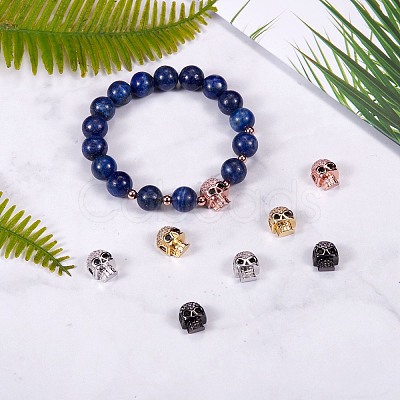 8Pcs 4 Colors Brass Micro Pave Black Cubic Zirconia Spacer Beads ZIRC-SZ0001-31-1