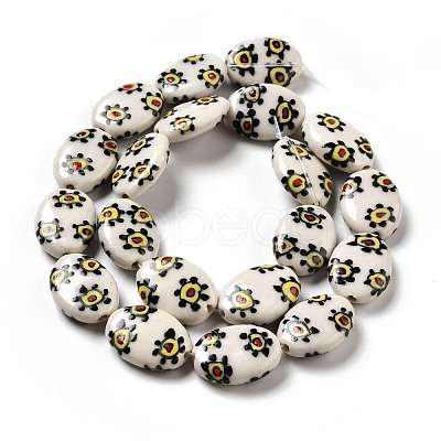 Handmade Printed Porcelain Beads PORC-F005-01D-1