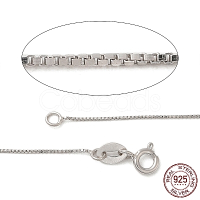 Anti-Tarnish Rhodium Plated 925 Sterling Silver Box Chain Necklaces STER-F039-45cm-03P-1