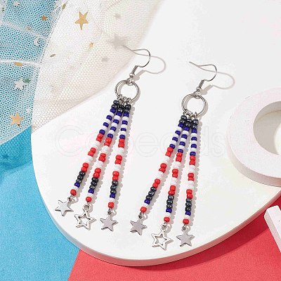 304 Stainless Steel Star Dangle Earrings EJEW-MZ00122-1