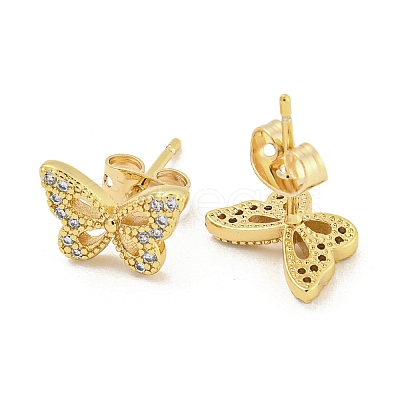 Brass Micro Pave Cubic Zirconia Ear Studs EJEW-P261-23A-G-1