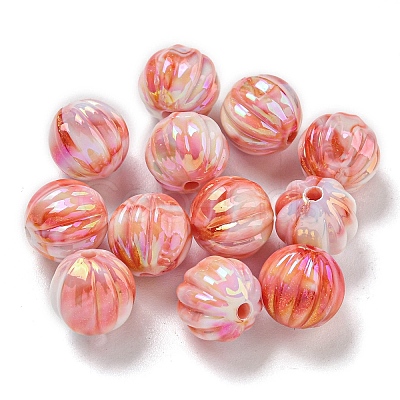 UV Plating Rainbow Iridescent Acrylic Beads OACR-E041-04-1