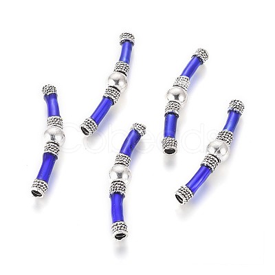 Antique Silver Plated Alloy Enamel Tube Beads ENAM-L027-N01-AS-1