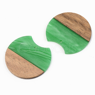 Opaque Resin & Walnut Wood Pendants X-RESI-S389-001A-C03-1