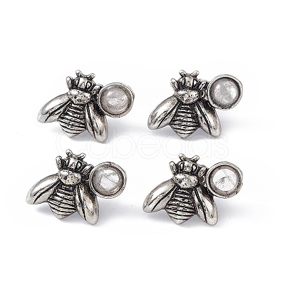 Natural Quartz Crystal Bee Stud Earrings EJEW-C016-01AS-01-1