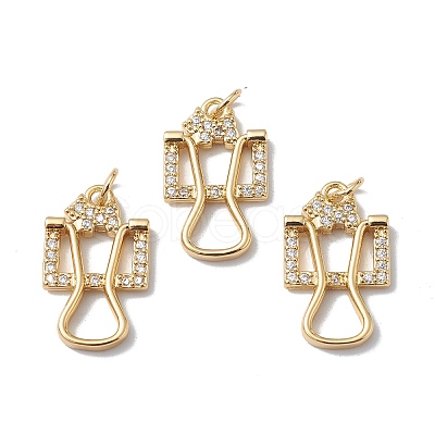 Rack Plating Brass Micro Pave Clear Cubic Zirconia Pendants KK-H434-36G-1