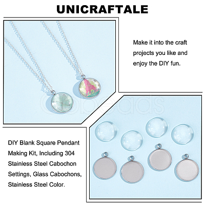 Unicraftale 62Pcs DIY Half Round Pendant Making Kits STAS-UN0021-32P-1