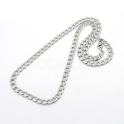 Tarnish Resistant Men's 304 Stainless Steel Curb Chain Necklaces STAS-O037-77P-1