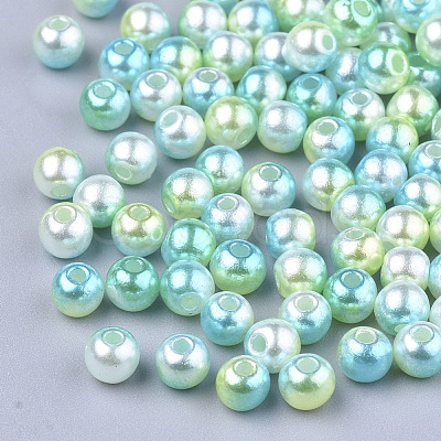 Rainbow ABS Plastic Imitation Pearl Beads OACR-Q174-10mm-03-1