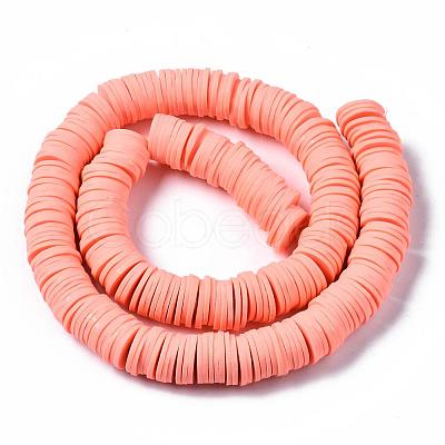 Flat Round Handmade Polymer Clay Beads CLAY-R067-12mm-19-1