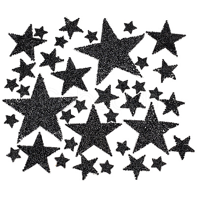 PandaHall Elite 38Pcs 5 Style Star Hotfix Resin Rhinestone PATC-PH0001-06-1