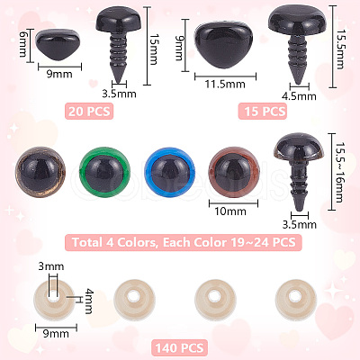 Plastic Doll Eyes & Nose Sets FIND-WH0420-144B-1