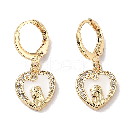 Real 18K Gold Plated Brass Dangle Leverback Earrings EJEW-L269-003G-01-1