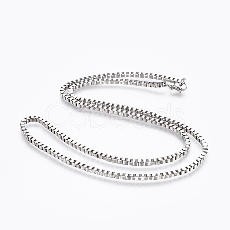 304 Stainless Steel Box Chain Necklaces NJEW-F248-04B-P-1