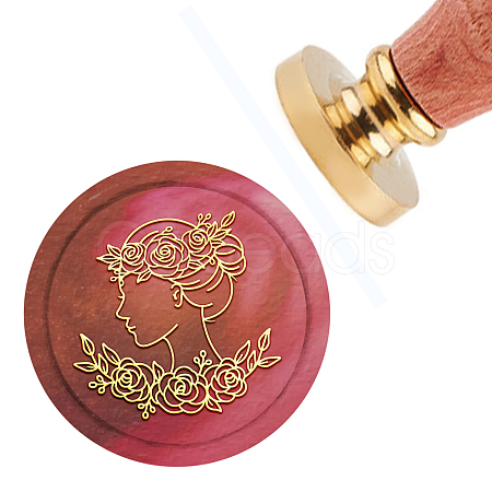 Brass Wax Seal Stamp with Handle AJEW-WH0184-0108-1
