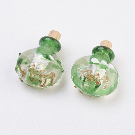 Handmade Silver Foil Lampwork Perfume Bottle Pendants X-FOIL-P001-A07-1
