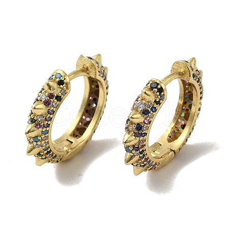 Rack Plating Brass Micro Pave Cubic Zirconia Hoop Earrings EJEW-R162-38G-1