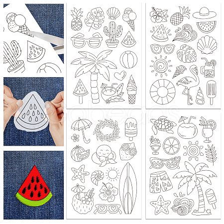 4 Sheets 11.6x8.2 Inch Stick and Stitch Embroidery Patterns DIY-WH0455-101-1