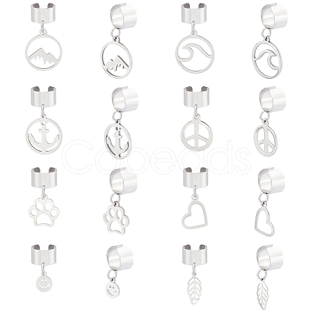 8 Pairs 8 Styles 304 Stainless Steel Cuff Earings EJEW-UN00005-1