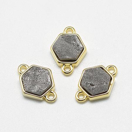 Plated Natural Druzy Agate Links G-R435-55B-1