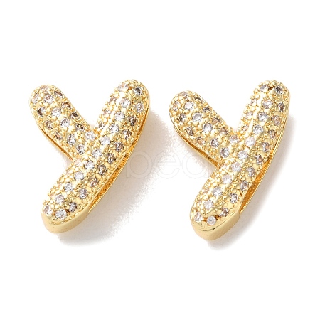 Rack Plating Brass Micro Pave Cubic Zirconia Slide Charms KK-C084-34G-Y-1