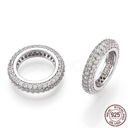 Rhodium Plated 925 Sterling Silver Micro Pave Cubic Zirconia Charms STER-T004-08P-1