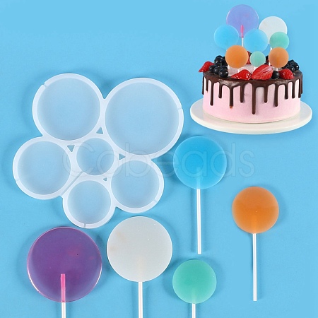 Flat Round Shape Food Grade Silicone Lollipop Molds DIY-D069-19-1
