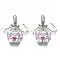 Alloy European Dangle Charms, with Enamel, Large Hole Pendants, Pig with Word I Love U, Platinum, Pearl Pink, 30mm, Hole: 5mm, Pig: 16x16x4mm, U: 11x9x1.5mm, I: 11x5x1.5mm