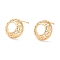 Brass Stud Earrings, Hollow Flat Round, Real 18K Gold Plated, 13x5mm