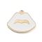 Light Gold Plated Alloy Enamel Pendants, Cadmium Free & Lead Free, Lip Charm, White, 15x18.5x2mm, Hole: 1.6mm