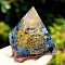 Orgonite Pyramid Resin Energy Generators, Gemstone Chips Inside for Home Office Desk Decoration, Blue, 50mm