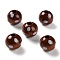 Printed Wood Beads, Round with Dot Pattern, Coconut Brown, 16mm, Hole: 3.5mm