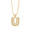 Brass Micro Pave Cubic Zirconia Pendant Necklaces, Golden, Letter U, 16.54 inch(42cm), Pendant: 24~30x13~22mm