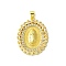 Real 18K Gold Plated Brass Micro Pave Cubic Zirconia Pendants, Oval with Virgin, Clear, 31.5x24.5x3mm, Hole: 3.5x4.5mm