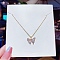 Titanium Steel Cable Chain Necklaces, Rhinestone Pendant Necklaces, Butterfly, 8.27~19.69 inch(21~50cm)