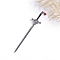 Ancient-Costume Style Alloy Hair Sticks for Women, Glass Sword Hairpin Chopsticks, Gunmetal, 205x45mm