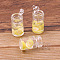 Transparent Resin Pendants, Cup Charms with Fruit, Yellow, 26x16mm, Hole: 2mm