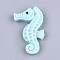 Resin Cabochons, Sea Horse, Pale Turquoise, 33~33.5x20x5~5.5mm