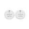 Spray Painted Alloy Charms for Valentine's Day, Cadmium Free & Lead Free, Flat Round with Phrase I Love You, White, 13x13x1.5mm, Hole: 1.6mm