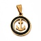 PVD Vacuum Plating 201 Stainless Steel Enamel Pendants, Ring with Anchor, Golden, 21x17.5x2mm, Hole: 7x4mm