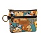 Cat Printed Polyester Wallets, 2 Layers Zipper Purse for Change, Keychain, Cosmetic, Rectangle, Dark Cyan, 10x12x1.5cm