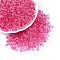 Baking Paint Electroplate Transparent Glass Seed Beads, Rondelle, Camellia, 4~4.5x3.5mm, Hole: 1.2~1.6mm, about 4500pcs/pound