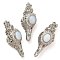 Opalite Pendants, Rack Plating Brass Colorful Rhinestone Shell Shape Charms, Lead Free & Cadmium Free, Platinum, 49x20x19mm, Hole: 7x3mm