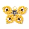 Handmade Glass Seed Beads, Loom Pattern, with 304 Stainless Steel Jump Ring, Butterfly Pendants, Gold, 18.5x24.5x2mm, Hole: 2.5mm