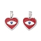 304 Stainless Steel Enamel Pendants, Heart with Eye, Stainless Steel Color, 15x15x1.5mm, Hole: 5x2.5mm