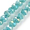 Baking Painted Glass Beads Strands, Flat Rounnd, Faceted, Medium Turquoise, 7.5~8x6.5~7mm, Hole: 0.9mm, about 50pcs/strand, 12.99''(33cm)